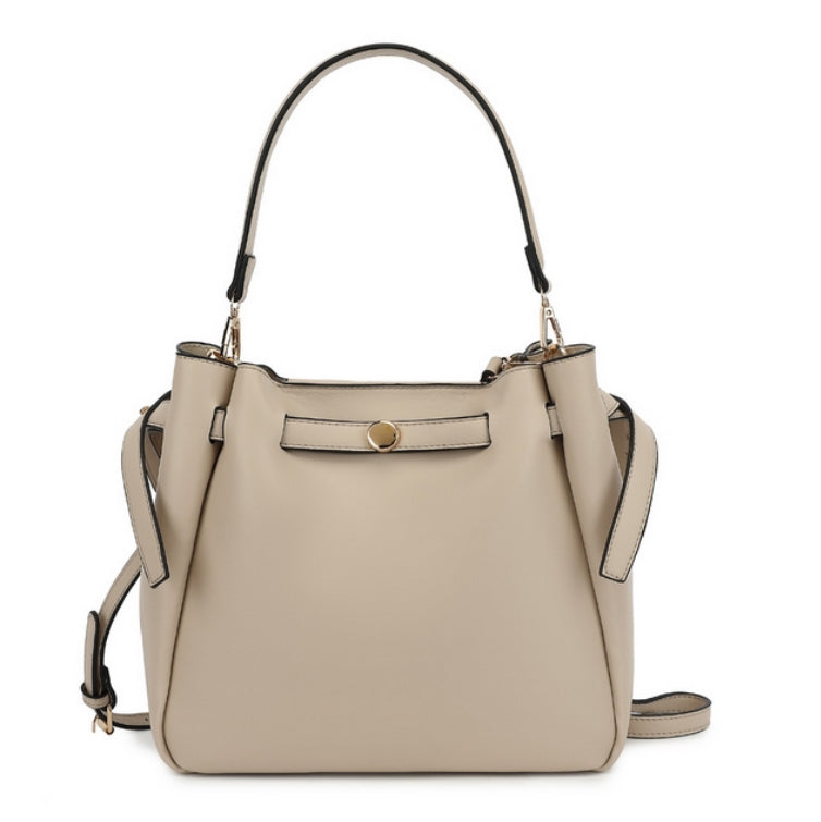 leather look shoulder bag with long straps