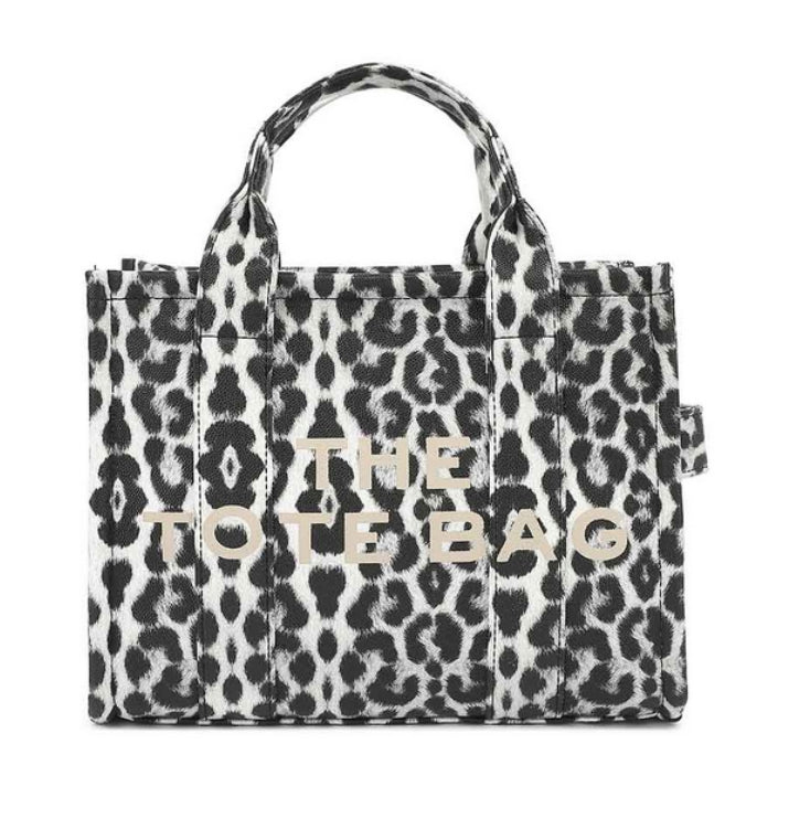 Black Leopard print Tote bag with long strap