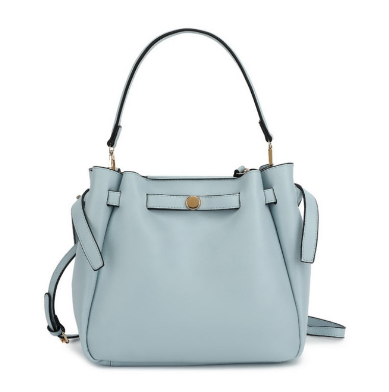 leather look shoulder bag with long straps