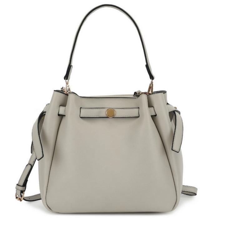 leather look shoulder bag with long straps