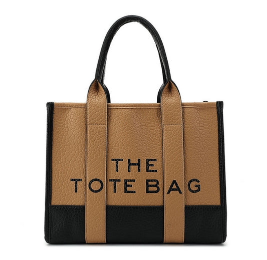 Tan leather look tote bag