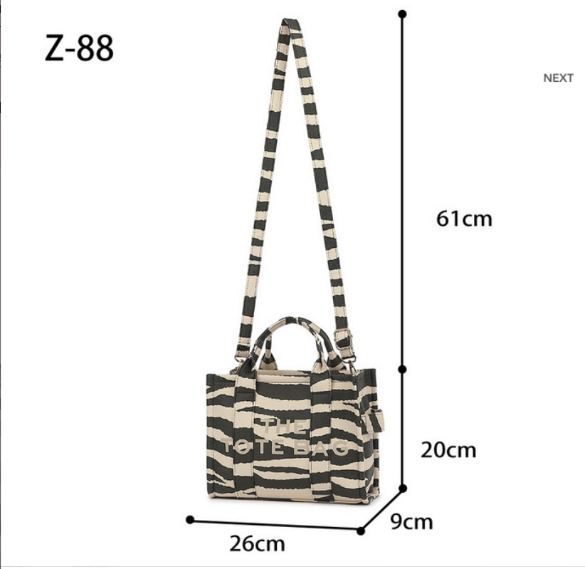 Zebra print Tote bag with long strap -