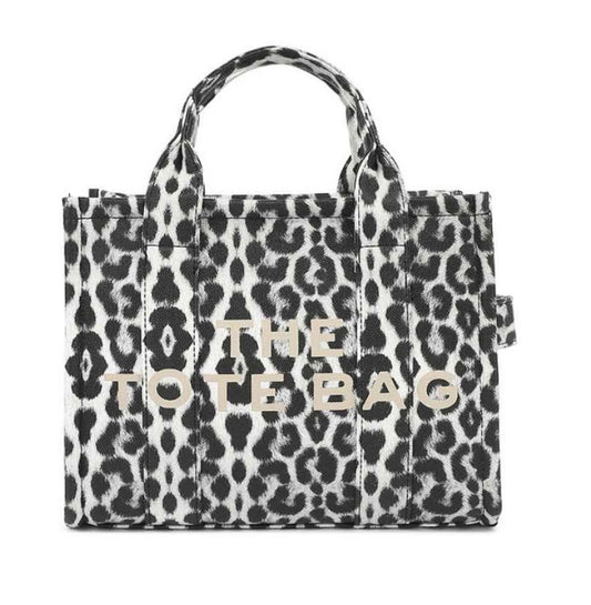 Black Leopard print Tote bag with long strap