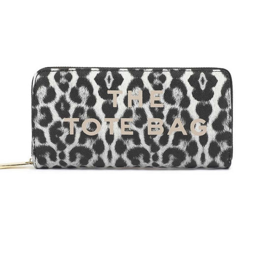 Black leopard print tote purse